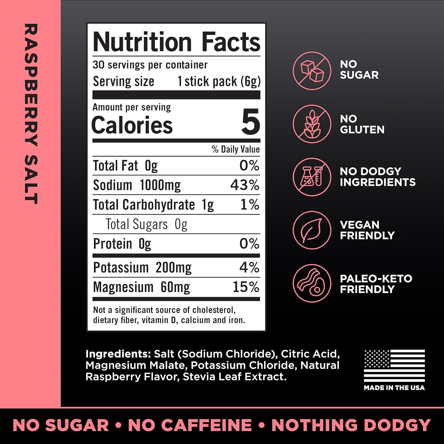 LMNT Zero Sugar Electrolytes - Raspberry Salt | Drink Mix | 30-Count Raspberry Salt 30 Count