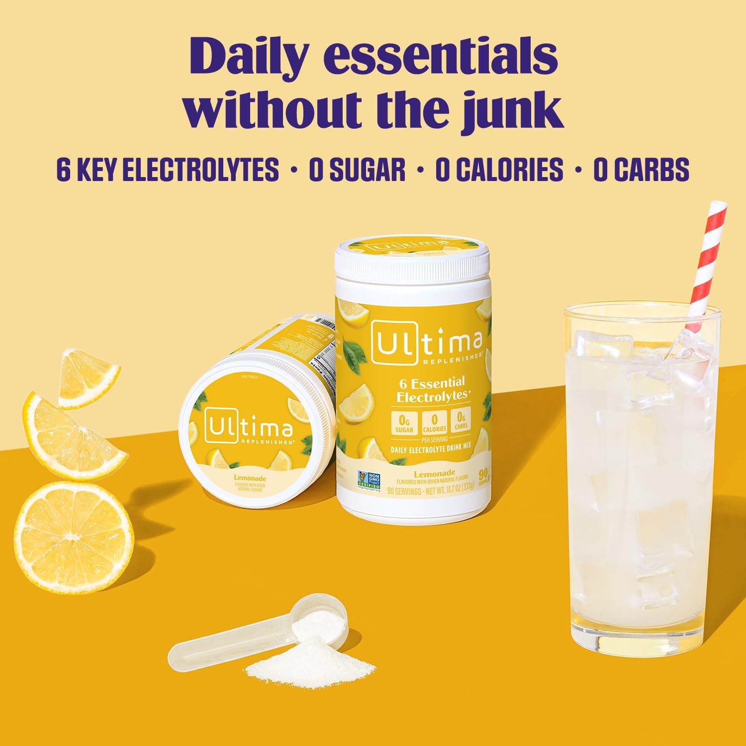 Ultima Replenisher Daily Electrolyte Powder Drink Mix – Sugar Free – Lemonade